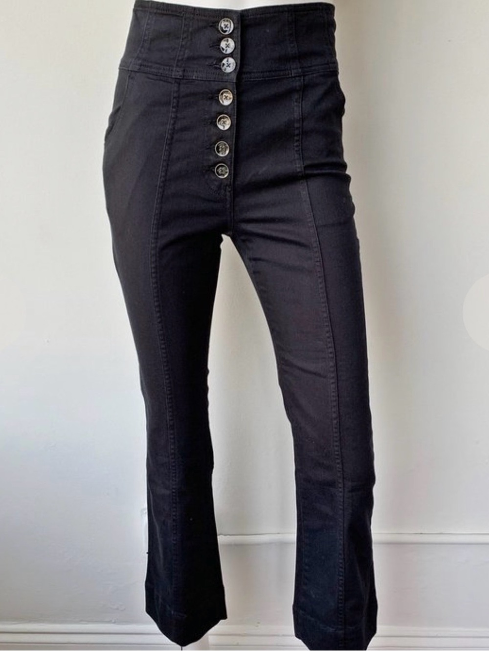 Ulla Johnson Ellis Jeans Dark Grey Size 2 High-Waist Button-Fly Bootcut Jeans